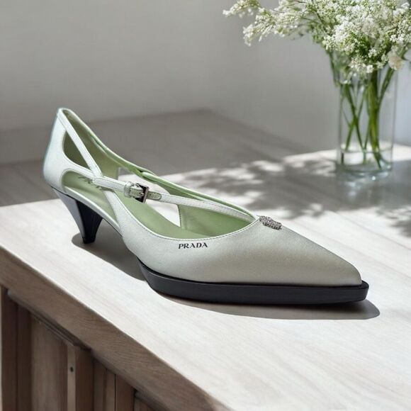 Prada Shoes - NWT Prada Satin Crisscross Slip On Heels (10)
